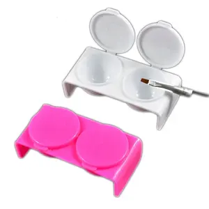 双塑料Dappen盘指甲油盘白色/粉色丙烯酸液体盘