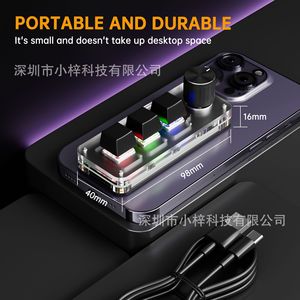 2.4G + 3-Mode Customizable 3-<b>Key</b> Blvetooth Keyboard, Macro Knob, Copy & Paste Shortcuts, Gaming Mini Device L734 - Product Image 4