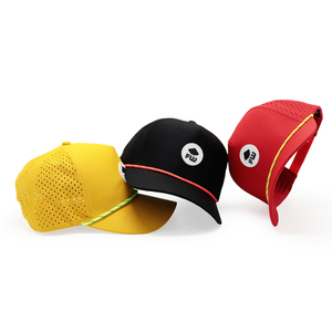 OEM diseño personalizado su propio PVC parche de goma de silicona Logo 5 paneles de nailon impermeable deportes béisbol Golf cuerda gorra sombrero - Product Image 2