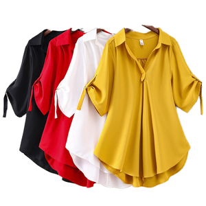 Damen <span class=keywords><strong>Plus</strong></span> <span class=keywords><strong>Size</strong></span> Weiße Chiffon Bluse Sommer Casual Solid <span class=keywords><strong>Tops</strong></span> Hot Selling Halbarm Lange Blusen <span class=keywords><strong>XXXXL</strong></span> Größe - Product Image 1