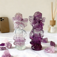 Offres Spéciales cristal naturel artisanat arc-en-ciel Fluorite ange pierres de guérison princesse fée sculpture pour cadeau