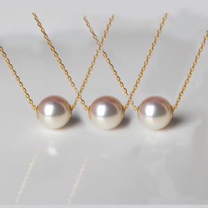 Collier de perles rondes en or véritable 14K 18K, pendentif en perles d'<span class=keywords><strong>akoya</strong></span> d'eau de mer, taille de perle d'<span class=keywords><strong>akoya</strong></span> disponible pour les femmes, cadeau pour la fête - Product Image 3