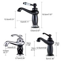 Robinet de lavabo rétro européen doré avec décorations en céramique, finition chromée, monocommande chaud/froid, à poser sur le comptoir