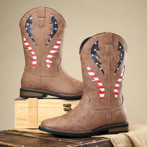 Nuevo estilo europeo y americano Caballero tacón grueso Patchwork hombres invierno gran tamaño bandera americana patrón botas - Product Image 4