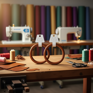 Manici Rotondi in Legno Ilan 15x13 Cm 2 Pezzi per Realizzazione Borse - Product Image 2