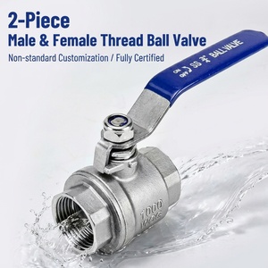 ลูกบอลสแตนเลส 2 ชิ้น SS304 SS316 เกลียว NPT BSP สำหรับน้ำ DN8 ถึง DN100 - Product Image 2