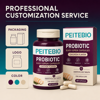 Capsules probiotiques PEITEBIO pour chiens et chats avec probiotiques, prébiotiques, enzymes, saveur poulet, soutien digestif, 60 capsules