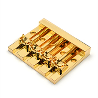 Electric Bass Guitar Bridge Zinc Alloy Polished Finish 7/5-Hole Straight Stringing Board Gold Color