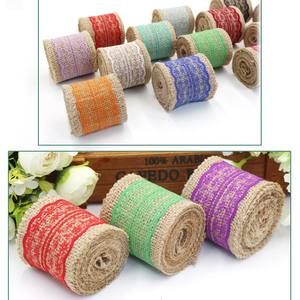 <span class=keywords><strong>Ruban</strong></span> en jute de 6 cm de large, 2 m/rouleau, pour nœuds papillon de mariage, emballage de fleurs DIY, vente en gros d'usine - Product Image 2