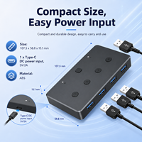 USB 3.0 KVM Switch 2 Port PC Sharing Selector 5Gbps 2 in 4 Out USB Switcher Box GL3510 VL161 Chip for Keyboard Mouse