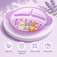 Assiette ronde en plastique personnalisable pour enfants, motifs de dessins animés variés, idéale pour la maison et l'école (vente en gros)