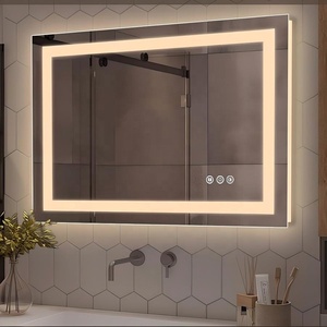 Hiện đại lớn stepless Dimmable hình chữ nhật frontlit Backlit phòng tắm <span class=keywords><strong>Vanity</strong></span> gương 3 màu chống sương mù Tempered Glass điều khiển cảm ứng - Product Image 2