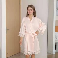 Robes de nuit en satin haut de gamme pour femmes, respirantes, imprimées, couleur unie, sexy, cardigan court, grandes tailles, luxe