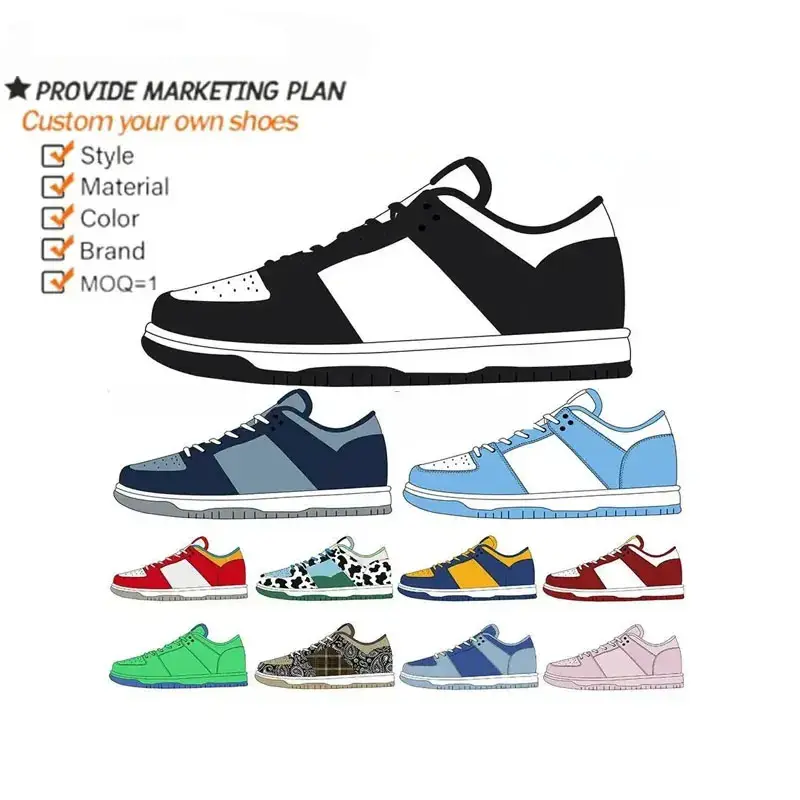 High Quality Air Sneakers SB Low High Women Blue Orange Panda Bears Skate Board Design Men Casual Shoes