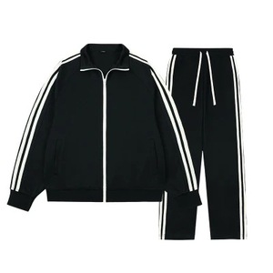 Ensemble Athlétique Unisexe Tendance XINCAI : Veste Sweat-shirt à Rayures Patchwork et <span class=keywords><strong>Pantalon</strong></span> Long 100% Polyester, Col Montant, Tenue Décontractée - Product Image 2
