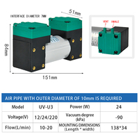 Pompe à vide électrique silencieuse mini DC Uv-U3 24V/12V 10-20L/Min, peut être utilisée pour la presse d'impression, le traitement du bois, etc.