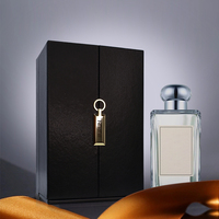 Boîtes cadeaux magnétiques dures noires à double porte ouvertes en feuille d'or personnalisées 50ml 100ml emballage de boîte de papier de parfum de bouteille parfumée de parfum