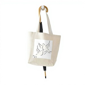 Sacs fourre-tout en toile de coton personnalisés pour femmes, avec poche zippée, motif lettres, logo imprimé par sublimation, durables, tendance, grande taille, vente en gros - Product Image 4