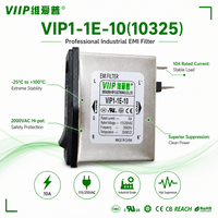 VIIP VIP1-1E-10 10325 Filtre de puissance EMI pour prise IEC 10A 115/250VAC, module de commutation à double fusible 3-en-1, filtre EMC à fuite ultra-faible