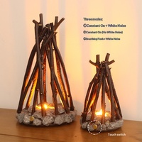 Veilleuse LED décorative rétro simple, faite à la main, en forme de branche, effet feu de camp, ornement de bureau pour gîte, avec lumière intégrée