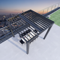 Restaurantartige, umweltfreundliche, motorisierte Aluminium-Pergola mit Lamellendach für kommerzielle BBQ-Aufställungen im Freien auf dem Balkon – Natur im Freien