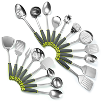 Ensemble d'ustensiles en acier inoxydable 304 à poignée souple 2025, style épuré, logo personnalisé pour la cuisine domestique, compatible lave-vaisselle