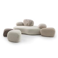 Ensemble de canapés modulaires sectionnels au design moderne en pavés, avec rembourrage en éponge et revêtement en tissu, pour hall d'hôtel