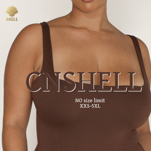 Luluxiyaya con bottone inferiore a doppio strato con collo quadrato senza maniche in seconda pelle con scollatura scollata e rifinita Sexy da Club - Product Image 6