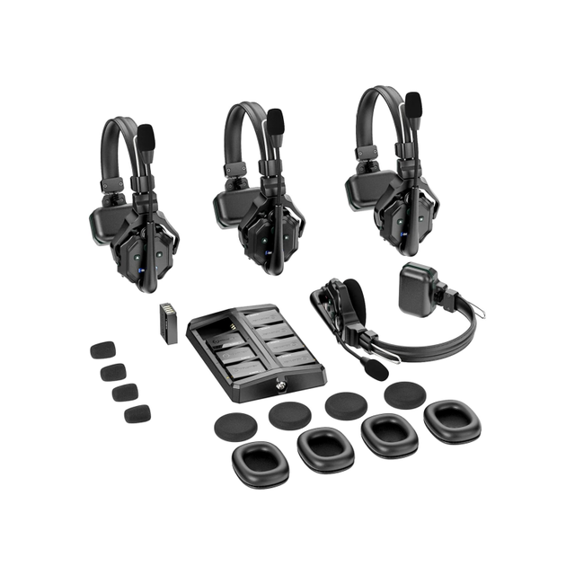 Hollyland Solidcom C1 4-Set Lavalier Microphone 2.4G Wireless Intercom Headset System for 4-Person Team Communication Portable
