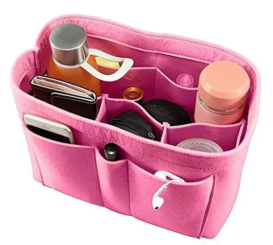 Cosmetic insert luxury storage tote makeup bag organizer felt Purse bag organizer for handbag