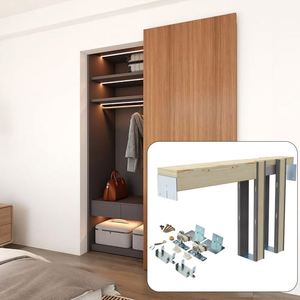 Système de quincaillerie pour porte coulissante WEKIS, aluminium argenté, acier au carbone, rail dissimulé en bois, accessoires pour salon, verre - Product Image 1