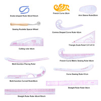 MCZ-109 multi-fonctionnel 13 pièces Couture Courbe Française Règle Kit En Plastique de Couture Dessin Règle Ensemble