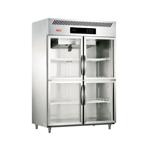 4-Door Stainless Steel Vertical Upright Beverage Refrigerator Single-Temperature Freezer Display Vitrine Stylish Frigidaire