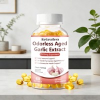 Exportation transfrontalière d'extraits d'ail vieilli inodores en gélules souples, complément alimentaire, 60 capsules, vente directe d'usine, support OEM