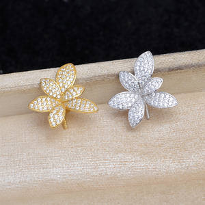 Colgante de Plata 925 con Forma de Hoja y Flor, JG5905, Accesorio para Joyería DIY, Perla con Base Vacía, Chapado en Oro, Tamaño 3mm, Empacado en Bolsa - Product Image 2