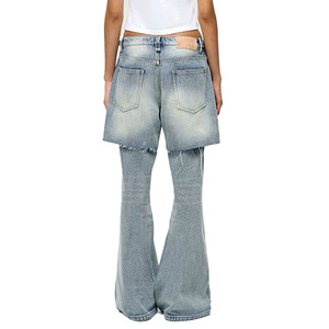 Pantalon en jean pour femme Designer 26SS, design jupe faux deux pièces avec coutures, taille mi-haute, coupe droite sexy, pour un usage quotidien décontracté - Product Image 3