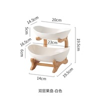 Table basse ronde en bois minimaliste multifonctionnelle, plateau à fruits et étagère de rangement, 3 compartiments pour la vaisselle de salon