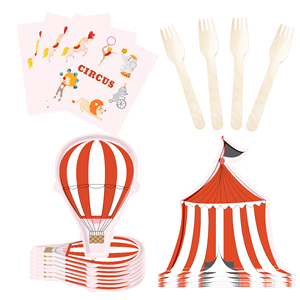 Kit de Fiesta Infantil con Temática de Circo DAMAI, con Platos y Vasos Desechables de Papel, Pancarta para 10 Personas, Juego de Vajilla para Fiesta - Product Image 4