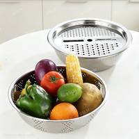 Heetverkochte 3-delige roestvrijstalen keukenhakkerset, multifunctionele fruit- en groentegereedschap, duurzaam, makkelijk schoon te maken, stoomrek