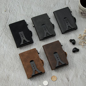 <span class=keywords><strong>Portafoglio</strong></span> con fermasoldi intelligente in pelle Vintage Pu personalizzato OEM/ODM per uomo Porta carte Pop-Up con blocco RFID Porta Tarjetas De Credito - Product Image 1