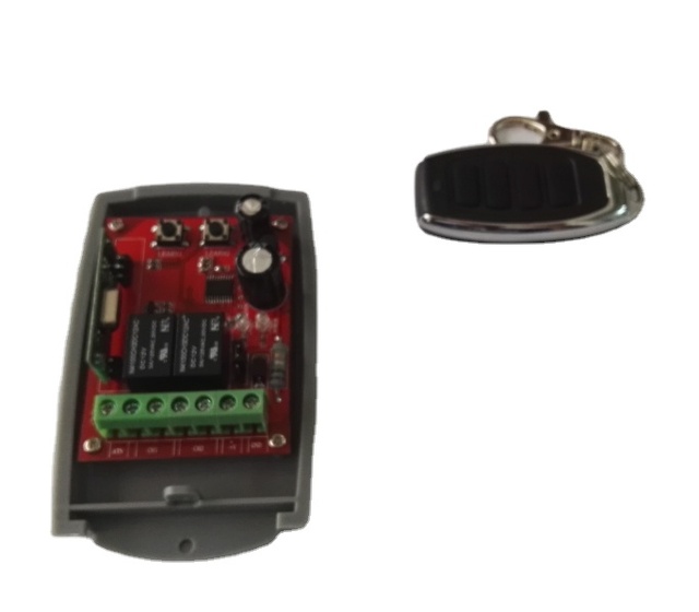 12-24V Universal 2-Channel Rolling Code & Fixed Code Remote Receiver with 4 Buttons 100m Range for Sliding Gates/Garage Doors