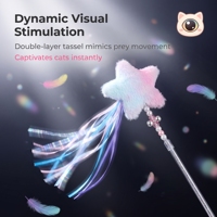 Jouet pour chat en peluche et plumes de polyester, baguette interactive pour l'entraînement et le jeu en intérieur pour chatons et animaux domestiques