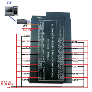 Eletechsup N438C15 12V 24V 2 en 1 15 canaux RS485/RS232 Modbus RTU Relais PLC DO PC UART Contrôleur de commutation de port série DC A646 - Product Image 6
