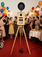 Photomaton portable multifonctionnel en bois pour appareil photo reflex, léger, avec impression instantanée et télécommande, style rétro, vente en gros