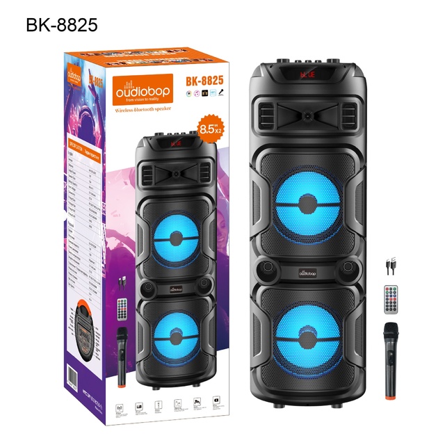 Wholesale Handheld 8 Inch Party Karaoke Speaker 20W 2400mAh Lithium Battery Blue Mesh Light Wireless Microphone Remote Control