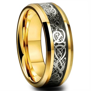 Wholesale Fashion Dragon <b>Plate</b> <b>Ring</b> Creative Red Green Gold Silver Carbon Fiber Tungsten Steel Personalities Weddings - Product Image 5