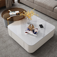 Ensemble de table basse moderne de luxe avec plateau en marbre, table basse combinée avec rangement pour le salon