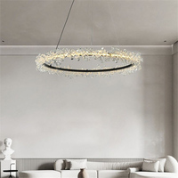 Luminaire suspendu pour îlot de cuisine, LED moderne à double couche, lustre en cristal LED pour salle à manger, salon