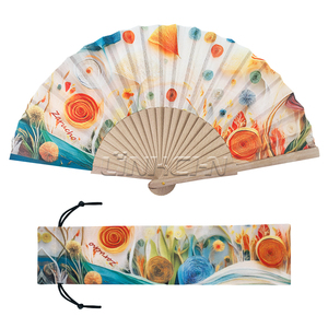 Hot Bán 23Cm Sắt Gỗ Fan Hâm Mộ Sáng Bóng Vải Gấp Bằng Gỗ Tay Fan Hâm Mộ Với Hoa Trang Trí Quà Tặng Thủ Công Hoạt Động Khuyến Mãi - Product Image 2