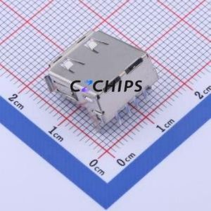 901-232A1011D10202 <b>USB</b> Connector Bent Lead Through Hole Connector Type-<b>A</b> <b>USB</b> <b>2.0</b> Female Right Angle Insert - Product Image 2